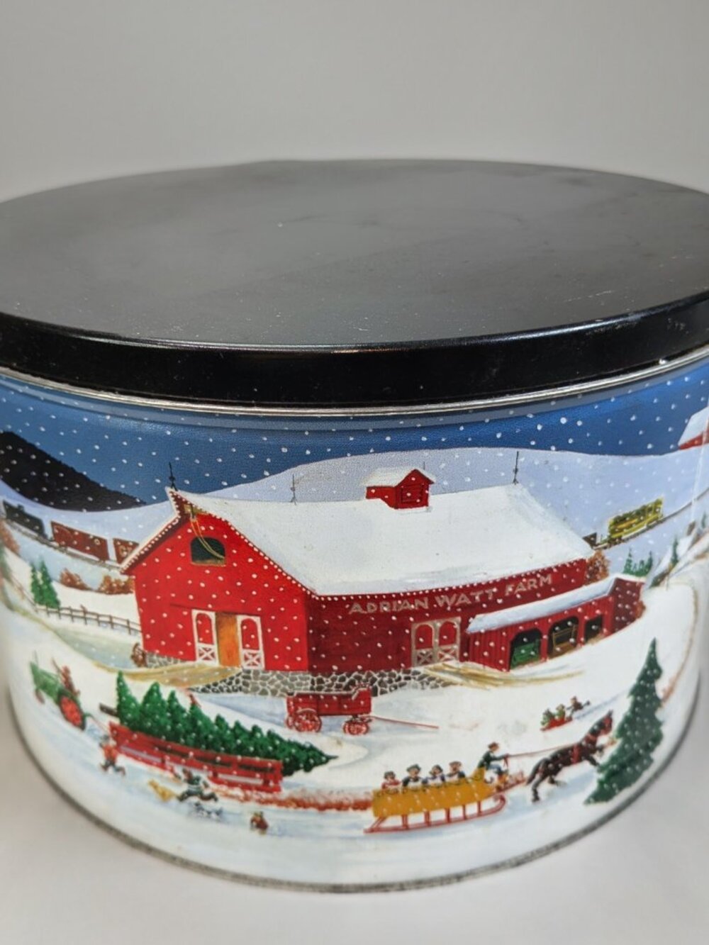 Large Winter Wonderland Decorative Tin Farmhouse Decor Red Barn Covered Bridge